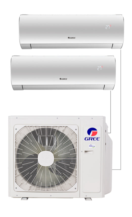 Gree Multisplit GWHD(18)NK600 5,2/5,4kW met 1x Gree Fairy 3,5 binnendeel GWH12ACC en 1x Gree Fairy 2,7 binnendeel GWH09ACC (met afstandsbediening en WIFI) - Multi-Split Airco's